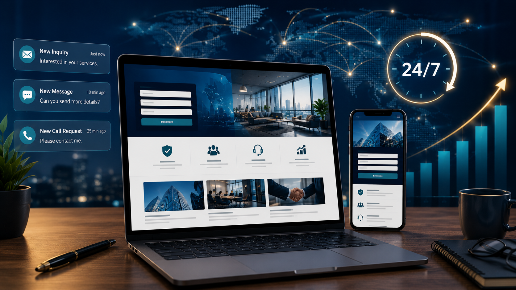 professional website generating customer inquiries online